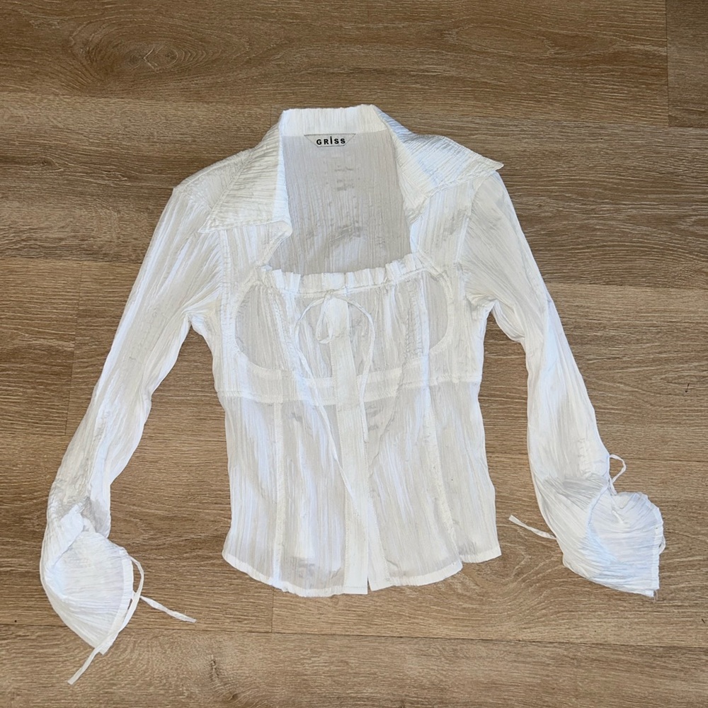 GRISS crinkle Y2K long sleeve blouse